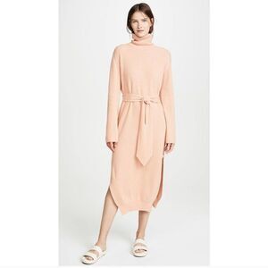 Nanushka Canaan Merino Cashmere Apricot Rib Knit Turtleneck Sweater Dress